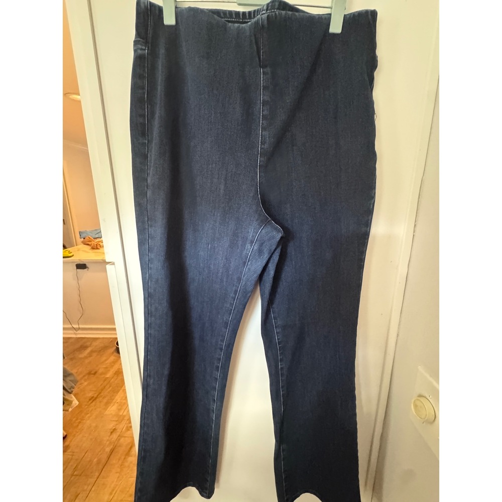 Soft Surroundings Womens Dark Wash Pull‎ On Denim Leggings Flare Size L